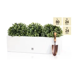 80 x 24cm Gloss Fibreglass Trough Planter in White - By Primrose™ -Cheap PLANTERS Store PP0646S main image b3ac