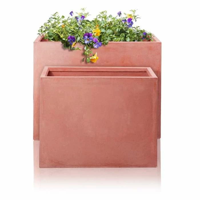 76cm Terracotta Fibrecotta Tall Trough Planter 3 76cm Terracotta Fibrecotta Tall Trough Planter - Image 3