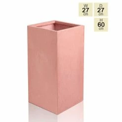 60cm Terracotta Fibrecotta Tall Cube Planter