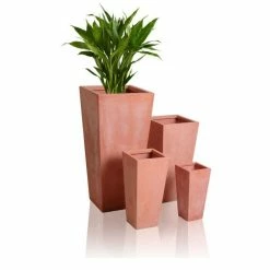 89cm Fibrecotta Terracotta Tall Flared Square Planter -Cheap PLANTERS Store PP1763XL add image 2 4f37