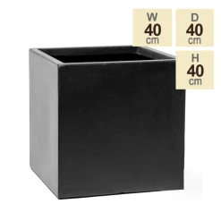 40cm Terracotta Fibrecotta Dark Grey Cube Planter -Cheap PLANTERS Store PP1764L main image a8bf