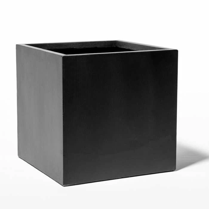 50cm Terracotta Fibrecotta Dark Grey Cube Planter 3 50cm Terracotta Fibrecotta Dark Grey Cube Planter - Image 3