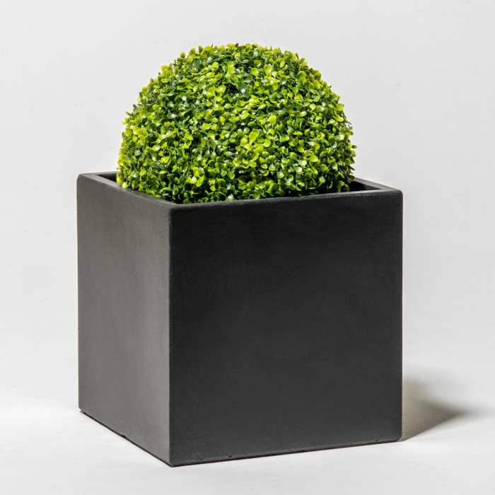 50cm Terracotta Fibrecotta Dark Grey Cube Planter 5 50cm Terracotta Fibrecotta Dark Grey Cube Planter - Image 5