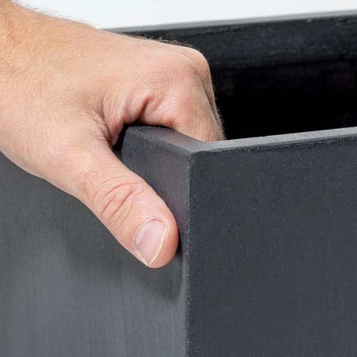 50cm Terracotta Fibrecotta Dark Grey Cube Planter 2 50cm Terracotta Fibrecotta Dark Grey Cube Planter - Image 2