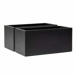 80cm Terracotta Fibrecotta Dark Grey Trough Planter