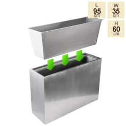 95cm Zinc Tall Trough Planter with Insert in Silver - By Primrose™ 7 95cm Zinc Tall Trough Planter with Insert in Silver - By Primrose™ -Cheap PLANTERS Store PP1771L main image bb36