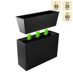 95cm Zinc Tall Trough Planter with Insert - By Primrose™ -Cheap PLANTERS Store PP1772L main image f9d7