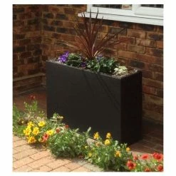 89cm Black Zinc Tall Trough Planter with Insert - By Primrose™ -Cheap PLANTERS Store PP1772M add image 3 b06f