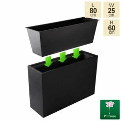 80cm Black Zinc Tall Trough Planter With Insert - By Primrose™ 9 80cm Black Zinc Tall Trough Planter With Insert - By Primrose™ -Cheap PLANTERS Store PP1772S add image 3 1713