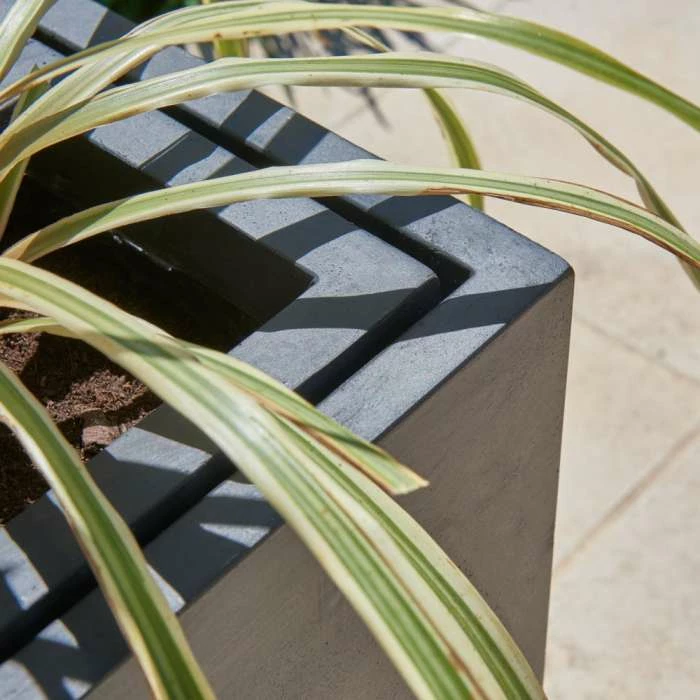 80cm Black Zinc Tall Trough Planter With Insert - By Primrose™ 2 80cm Black Zinc Tall Trough Planter With Insert - By Primrose™ - Image 2