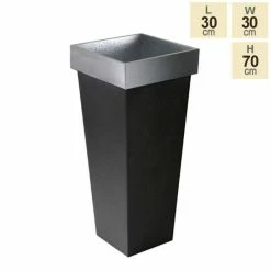 H70cm Zinc Tall Flared Square Planter - By Primrose™ -Cheap PLANTERS Store PP1775S main image 399b