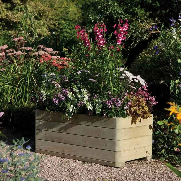 W1m (3ft 3in) Wooden Rectangular Marberry Planter by Rowlinson® 1 W1m (3ft 3in) Wooden Rectangular Marberry Planter by Rowlinson®