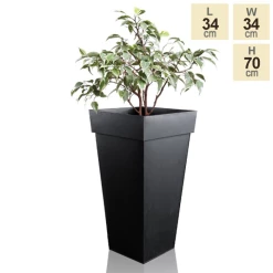 H70cm Black Zinc Tall Flared Square Planter - By Primrose™ -Cheap PLANTERS Store PP1890M main image 19a2