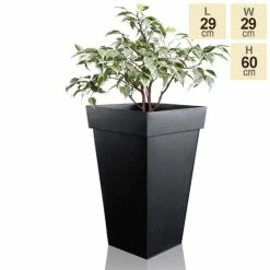 H60cm Black Zinc Tall Flared Square Planter - By Primrose™ -Cheap PLANTERS Store PP1890S 5a3d