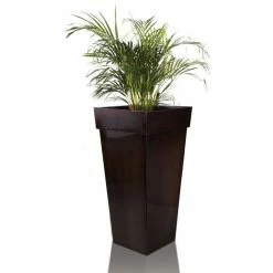 H80cm Mocha Brown Zinc Tall Flared Square Planter - By Primrose™ -Cheap PLANTERS Store PP1891L add image 2 af2d