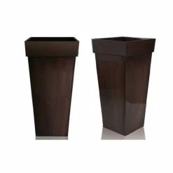 H80cm Mocha Brown Zinc Tall Flared Square Planter - By Primrose™