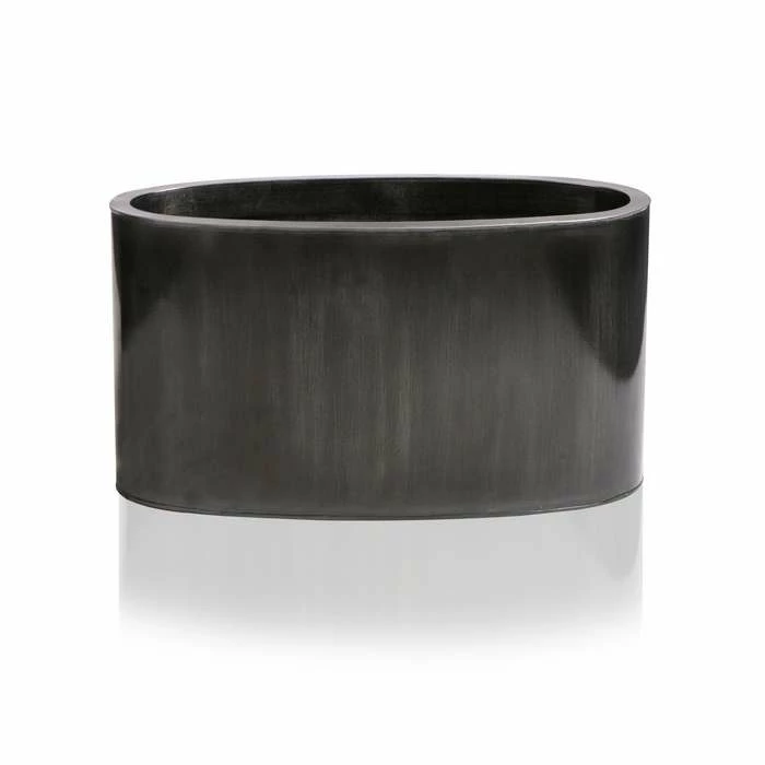 W60cm Platinum Low Oval Zinc Galvanised Planter - By Primrose™ 5 W60cm Platinum Low Oval Zinc Galvanised Planter - By Primrose™ - Image 5