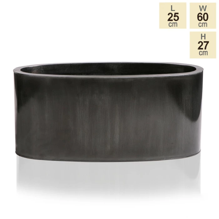 W60cm Platinum Low Oval Zinc Galvanised Planter - By Primrose™ 6 W60cm Platinum Low Oval Zinc Galvanised Planter - By Primrose™ - Image 6