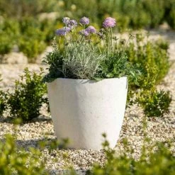 Egg Shape 50cm Handmade Fiberstone Planter in White - Exclusive to Primrose