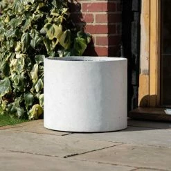 Cylinder 55cm Handmade Fiberstone Planter in White - Exclusive to Primrose -Cheap PLANTERS Store PP22WHTL 3 5bfd