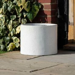 Cylinder 45cm Handmade Fiberstone Planter in White - Exclusive to Primrose -Cheap PLANTERS Store PP22WHTM 3 a5c1