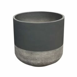 H30cm Small Frostproof Concrete Infinity Cylinder Planter in Two-Tone Design