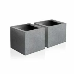 50cm Fibrecotta Kadamus Cube Planter in Dark Grey Meteor Texture -Cheap PLANTERS Store PP2407XL add image 5 7c7e
