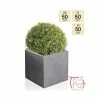 50cm Fibrecotta Kadamus Cube Planter in Dark Grey Meteor Texture
