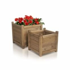 H45cm Wooden Cube Planter by Liz Frances™ -Cheap PLANTERS Store PP2447S add image 2 8e66