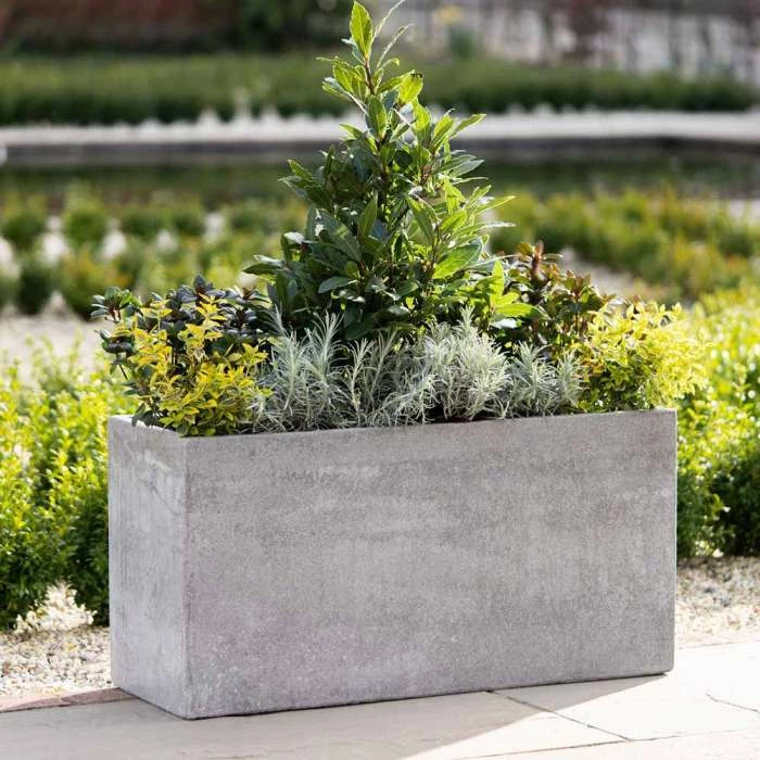 Trough 80cm Handmade Fiberstone Planter in Grey - Exclusive to Primrose 1 Trough 80cm Handmade Fiberstone Planter in Grey - Exclusive to Primrose