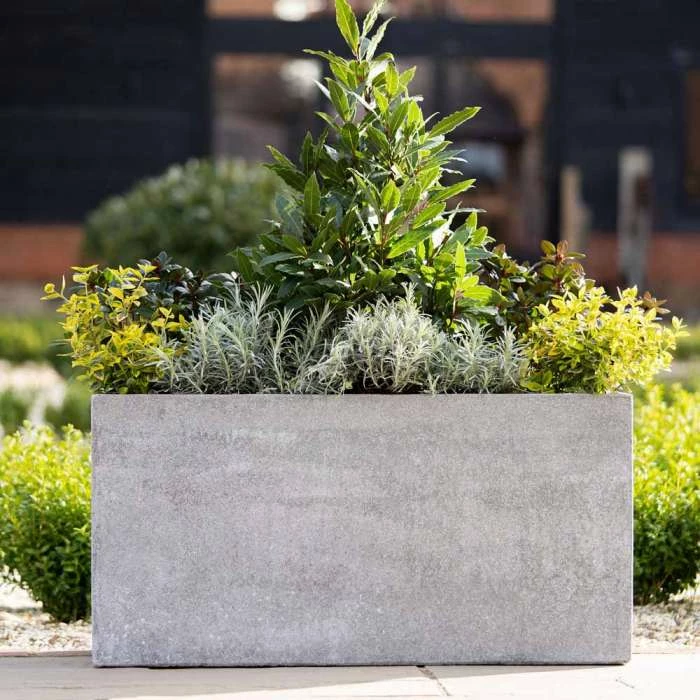 Trough 100cm Handmade Fiberstone Planter in Grey - Exclusive to Primrose 2 Trough 100cm Handmade Fiberstone Planter in Grey - Exclusive to Primrose - Image 2