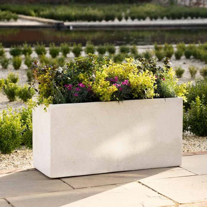 Trough 100cm Handmade Fiberstone Planter in White - Exclusive to Primrose 1 Trough 100cm Handmade Fiberstone Planter in White - Exclusive to Primrose