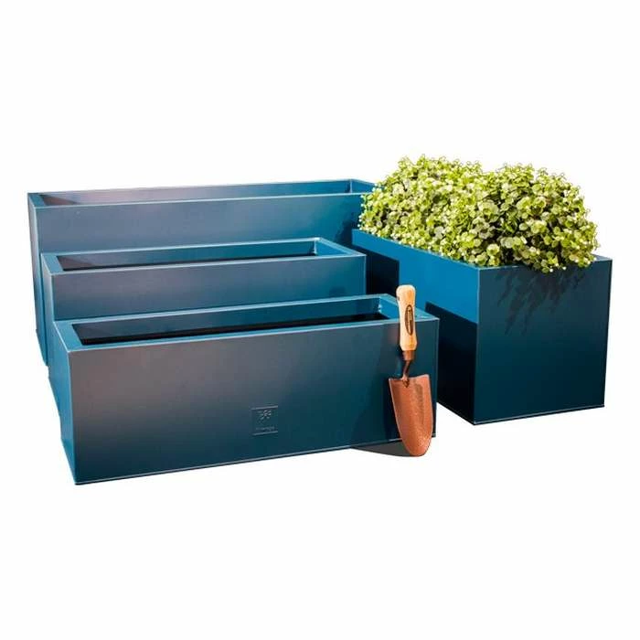 64cm Zinc Galvanised Teal Trough Planter - By Primrose™ 3 64cm Zinc Galvanised Teal Trough Planter - By Primrose™ - Image 3
