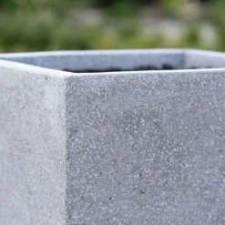 Cube 50cm Handmade Fiberstone Planter in Grey - Exclusive to Primrose -Cheap PLANTERS Store PP26GRYL PP26GRYM 9023