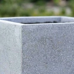 Cube 40cm Handmade Fiberstone Planter in Grey - Exclusive to Primrose -Cheap PLANTERS Store PP26GRYM PP26GRYL 3 b0a0