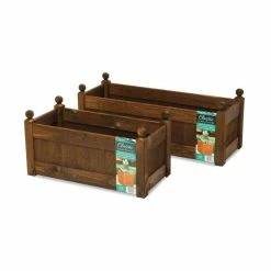 87cm Timber Chestnut Stain Classic Trough Planter