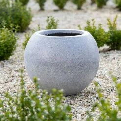 Sphere 32cm Handmade Fiberstone Planter in Grey - Exclusive to Primrose -Cheap PLANTERS Store PP29GRY 2 fbfc