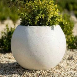 Sphere 32cm Handmade Fiberstone Planter in White - Exclusive to Primrose -Cheap PLANTERS Store PP29WHT 2 68f5