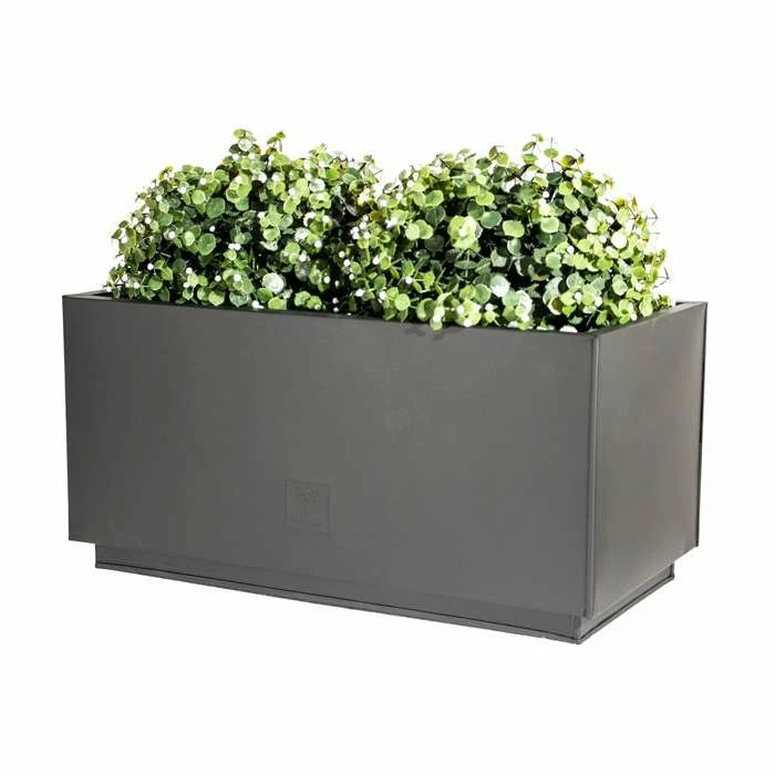 60cm Zinc Galvanised Kick-Bottom Trough Planter in Black by Primrose™ 2 60cm Zinc Galvanised Kick-Bottom Trough Planter in Black by Primrose™ - Image 2