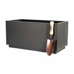 60cm Zinc Galvanised Kick-Bottom Trough Planter in Black by Primrose™ 11 60cm Zinc Galvanised Kick-Bottom Trough Planter in Black by Primrose™ -Cheap PLANTERS Store PP3006S add image 3 b333