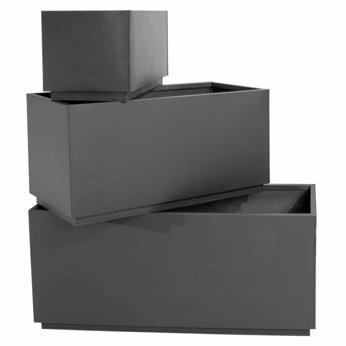 60cm Zinc Galvanised Kick-Bottom Trough Planter in Black by Primrose™ 7 60cm Zinc Galvanised Kick-Bottom Trough Planter in Black by Primrose™ - Image 7