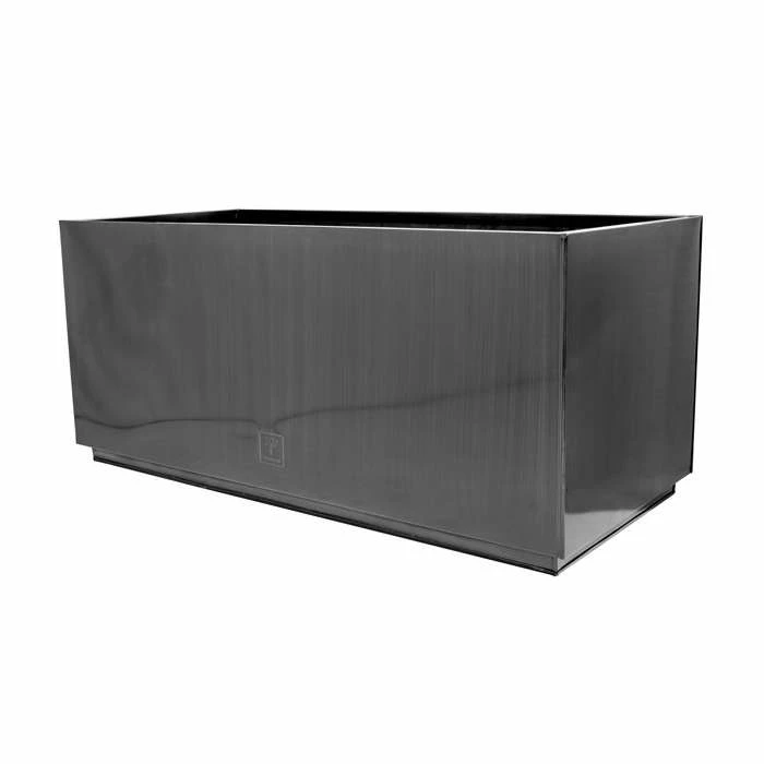 60cm Zinc Galvanised Kick-Bottom Trough Planter in Platinum by Primrose™ 1 60cm Zinc Galvanised Kick-Bottom Trough Planter in Platinum by Primrose™