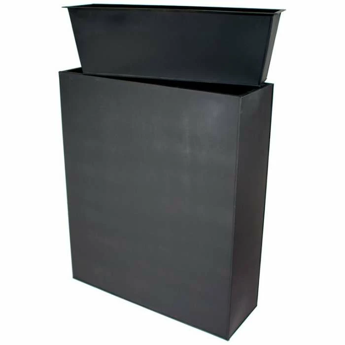 H90cm Black Zinc Tall Trough Planter with Insert - By Primrose™ 2 H90cm Black Zinc Tall Trough Planter with Insert - By Primrose™ - Image 2