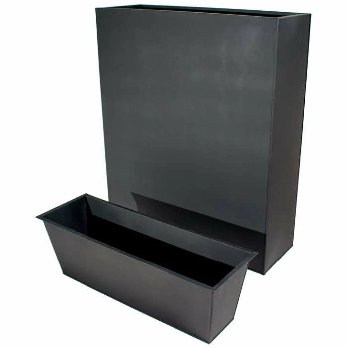 H90cm Black Zinc Tall Trough Planter with Insert - By Primrose™ 4 H90cm Black Zinc Tall Trough Planter with Insert - By Primrose™ - Image 4