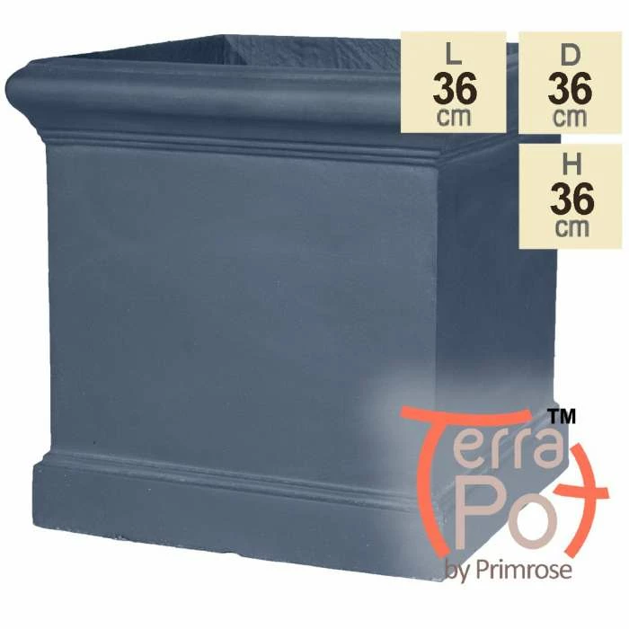 36cm Terracotta Fibrecotta Blenheim Lead Effect Cube Planter by Terra Pot 1 36cm Terracotta Fibrecotta Blenheim Lead Effect Cube Planter by Terra Pot