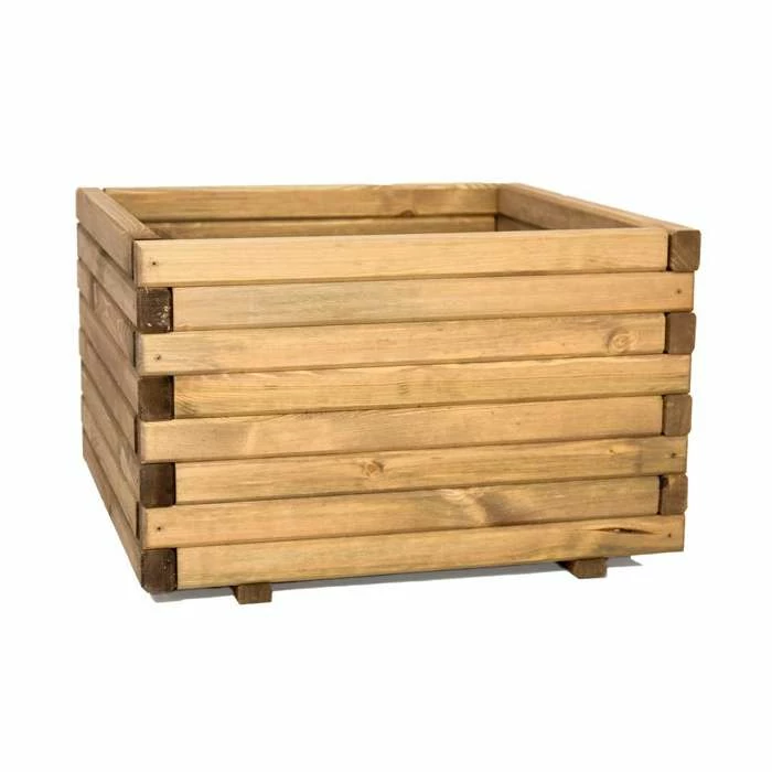60cm Large Wooden Pine Raised Cube Planter 2 60cm Large Wooden Pine Raised Cube Planter - Image 2