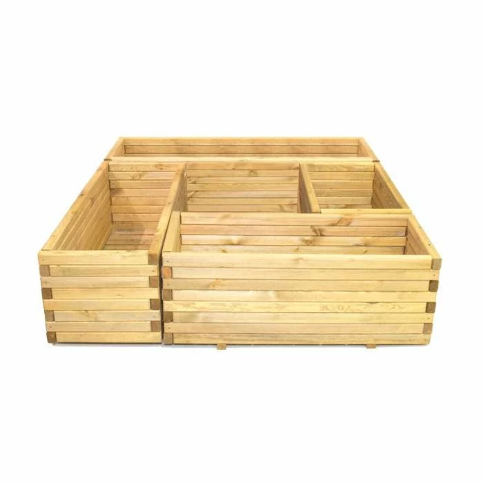 60cm Large Wooden Pine Raised Cube Planter 5 60cm Large Wooden Pine Raised Cube Planter - Image 5