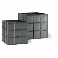 60cm Downing Street Large Cube Planter in Faux Lead