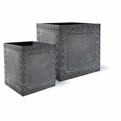 61cm Cromwell Cube Planter in Antique Faux Lead - Medium