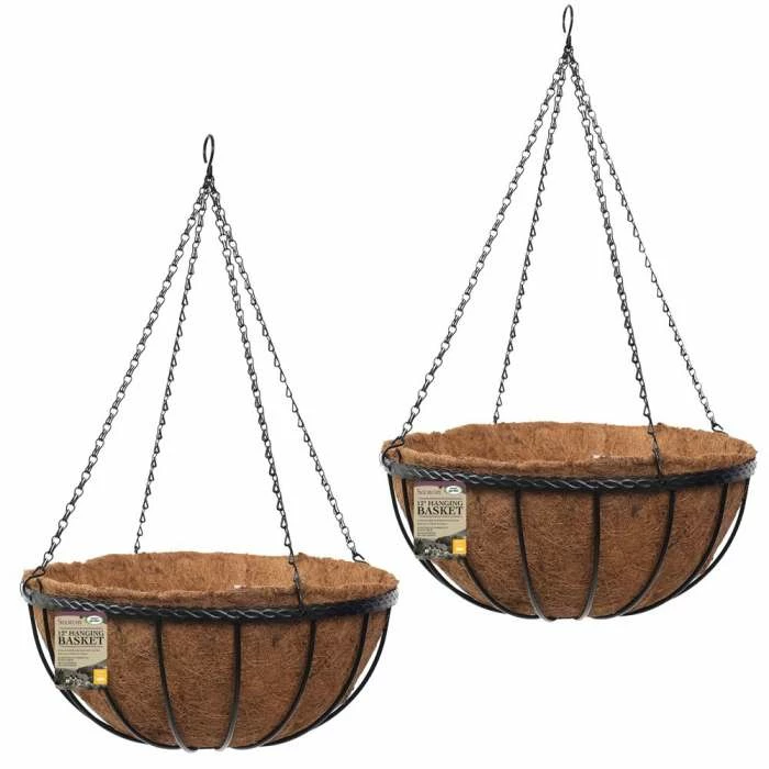 Set of Two 30cm Saxon Hanging Basket Planters by Smart Garden 1 Set of Two 30cm Saxon Hanging Basket Planters by Smart Garden
